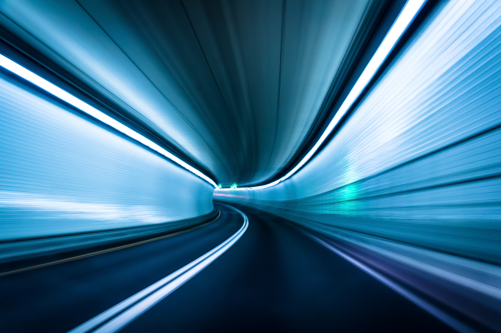 Long exposure taken in the Fort McHenry Tunnel, Baltimore, Maryland.